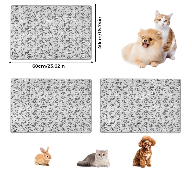 3 Stück Hundedecke Klein Flauschig 60 x 40 cm, Weiche Hundedecken, Waschbar Kuscheldecke Hund, Katzendecke für Katzen, Flanell Welpendecke für Kleine Hunde, Katzen, Welpen, Meerschweinchen, Grau