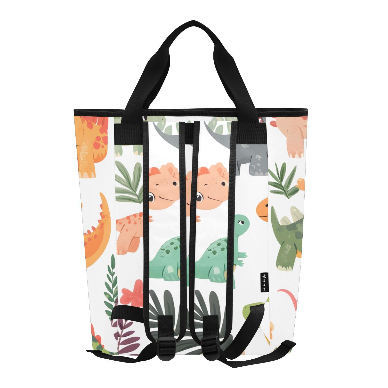 Bokkoy Colorful Dinosaur Array Insulated Cooler Bag with Ice Pack?Large Capacity Waterproof Thermal Lunch Bag?Reusable Cooler Bags for Picnic, Travel