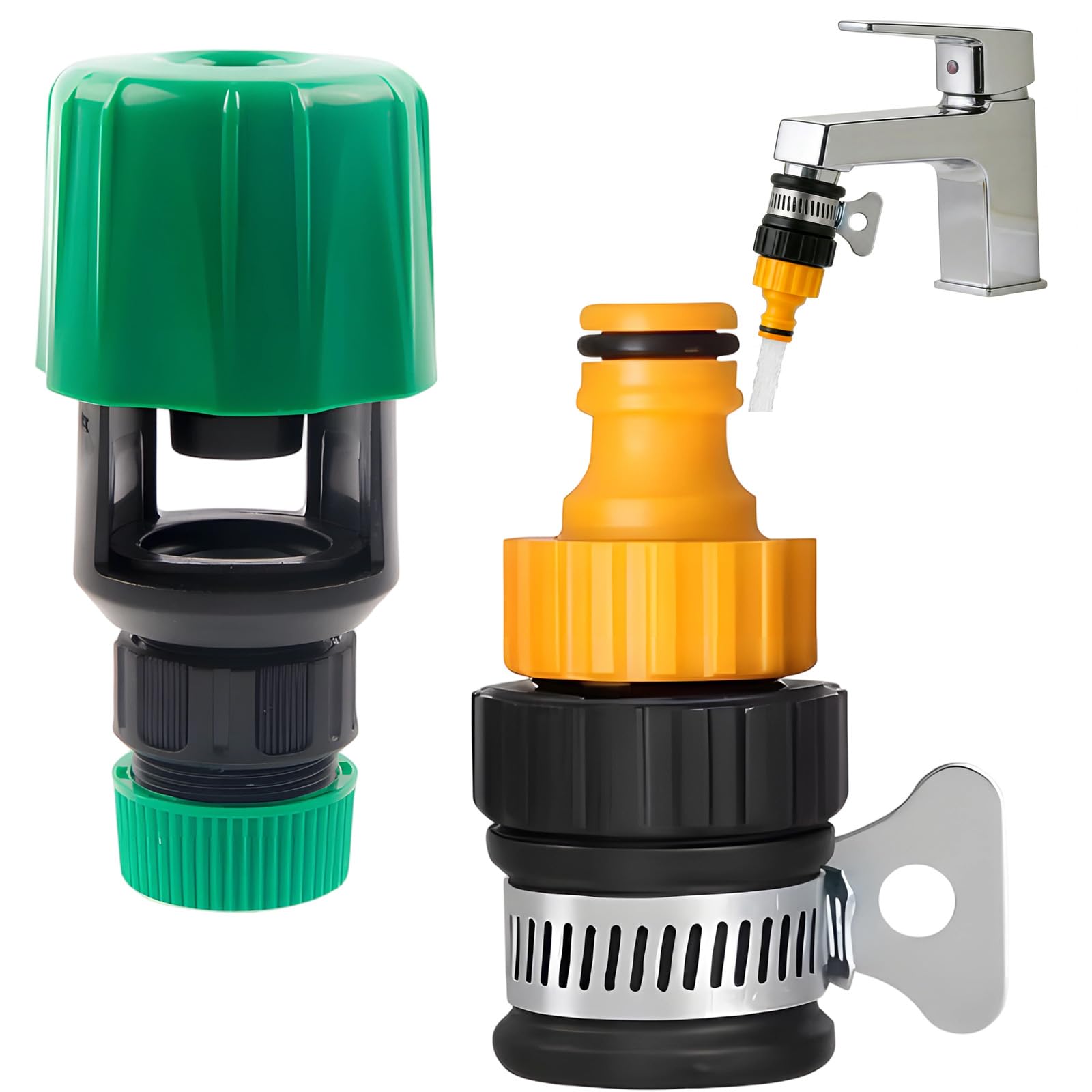 Universal Hose Pipe Connector, Kitchen Tap Hose Connector with Adapters, Mixer Tap Hose Connector Kit, Ideal for Garden, Home and Outdoor Water Hose Use