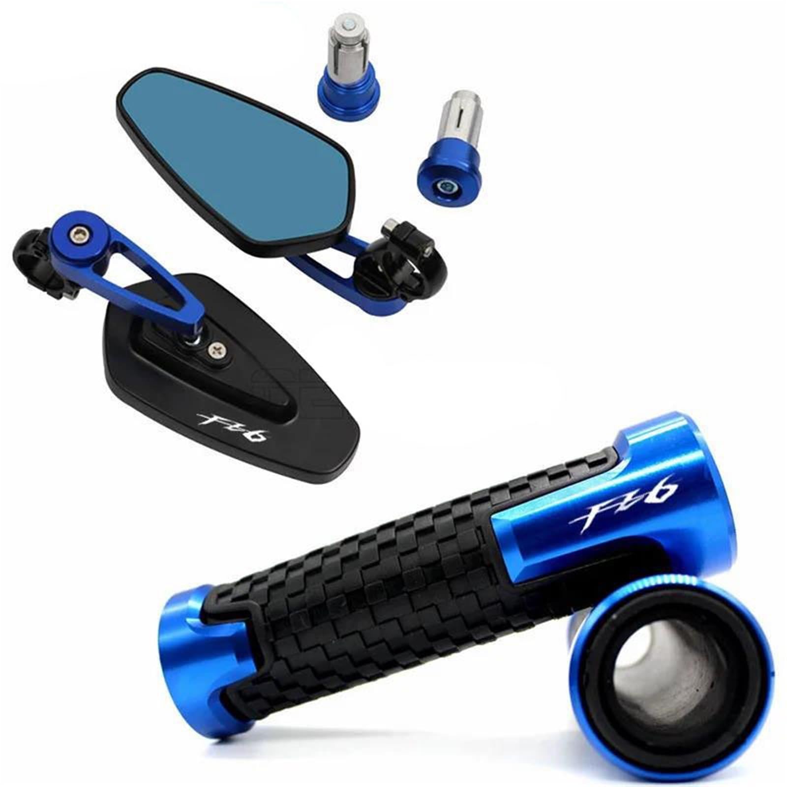 Espejos retrovisores de manillar con visión clara y estilo deportivo azul para Yamaha FZ6 8