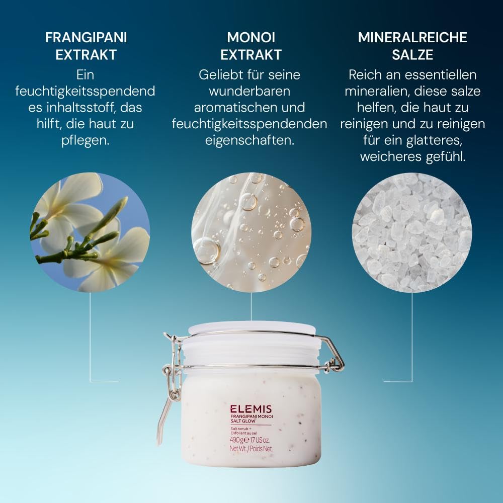 ELEMIS Salt Glow Body Scrub, Glättendes Salzpeeling für den Körper 490g