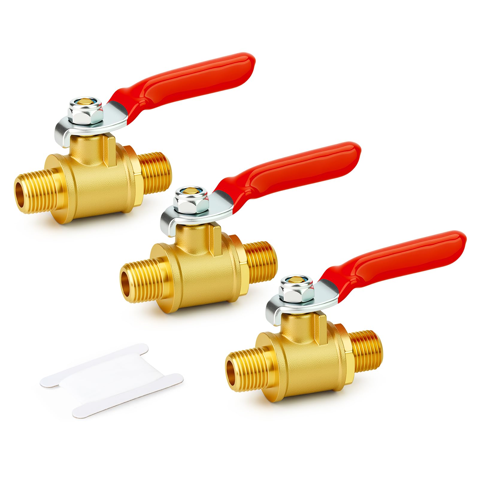 GASHER 3PCS 1/8 Inch Brass Mini Ball Valve, Shut Off Valve, 1/8 Inch MNPT Thread Pipe Fitting