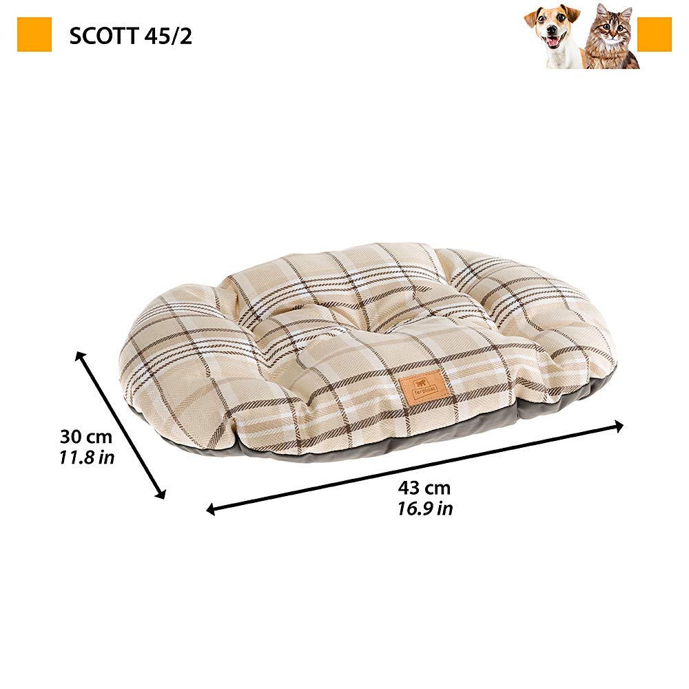 Ferplast Cuscino imbottito per cani e gatti SCOTT 45/2, Double-face, Scozzese, Soffice velluto, Lavabile, Blu