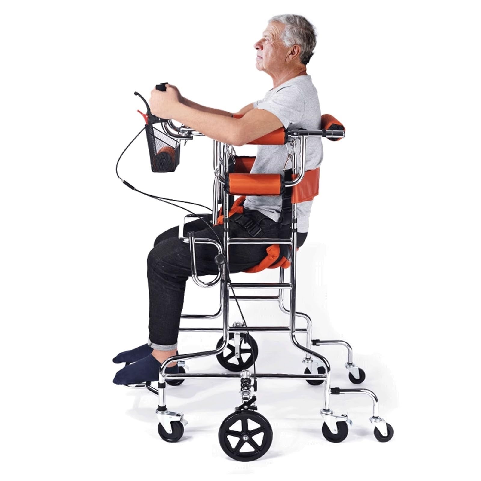 Deambulatori per Anziani, In Piedi per Adulti, Multifunzionale Portatile per L'allenamento Degli Arti Inferiori, 8 Ruote Antiribaltamento, Altezza Regolabile (Size : Women(150-180))