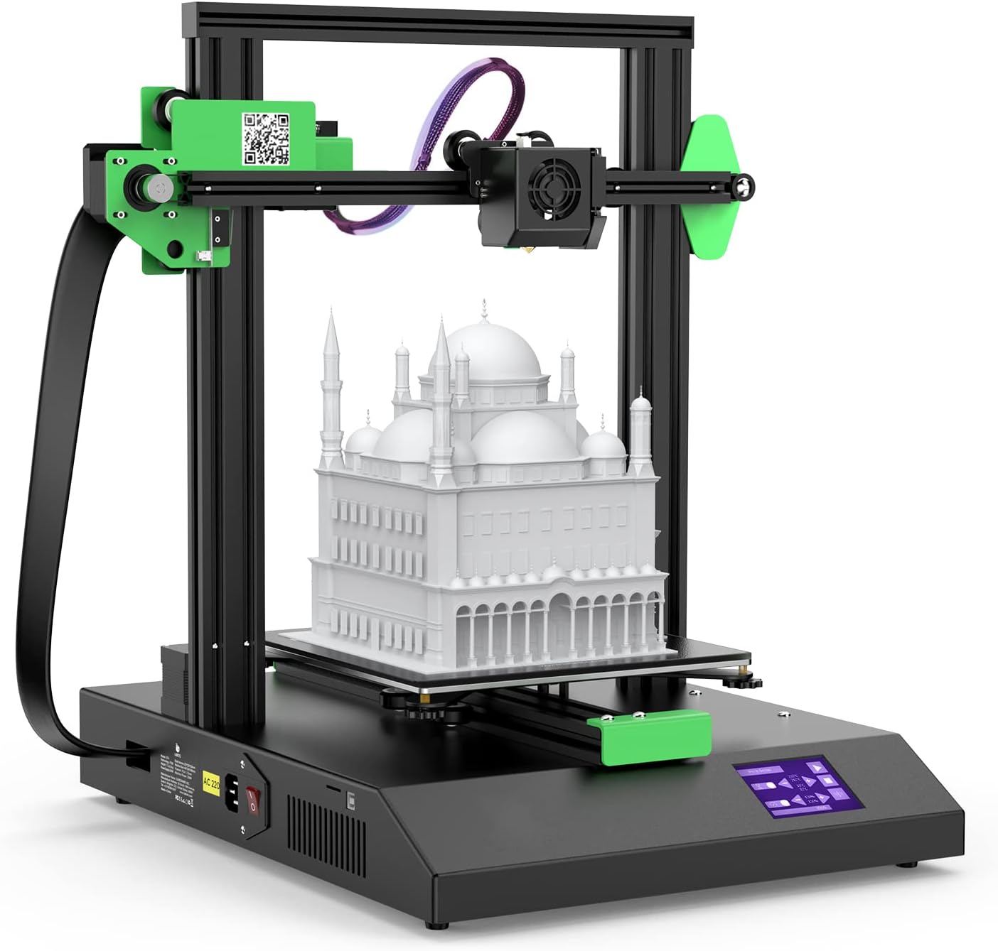 3D Printer, FDM 3D Printer with 10m White Filament, Filament Runout Detection, Large Build Volume 8.7x8.7x9.8 inch for 1.75mm PLA/ABS Filament, Auto Leveling, Resume Print, Toy, Part