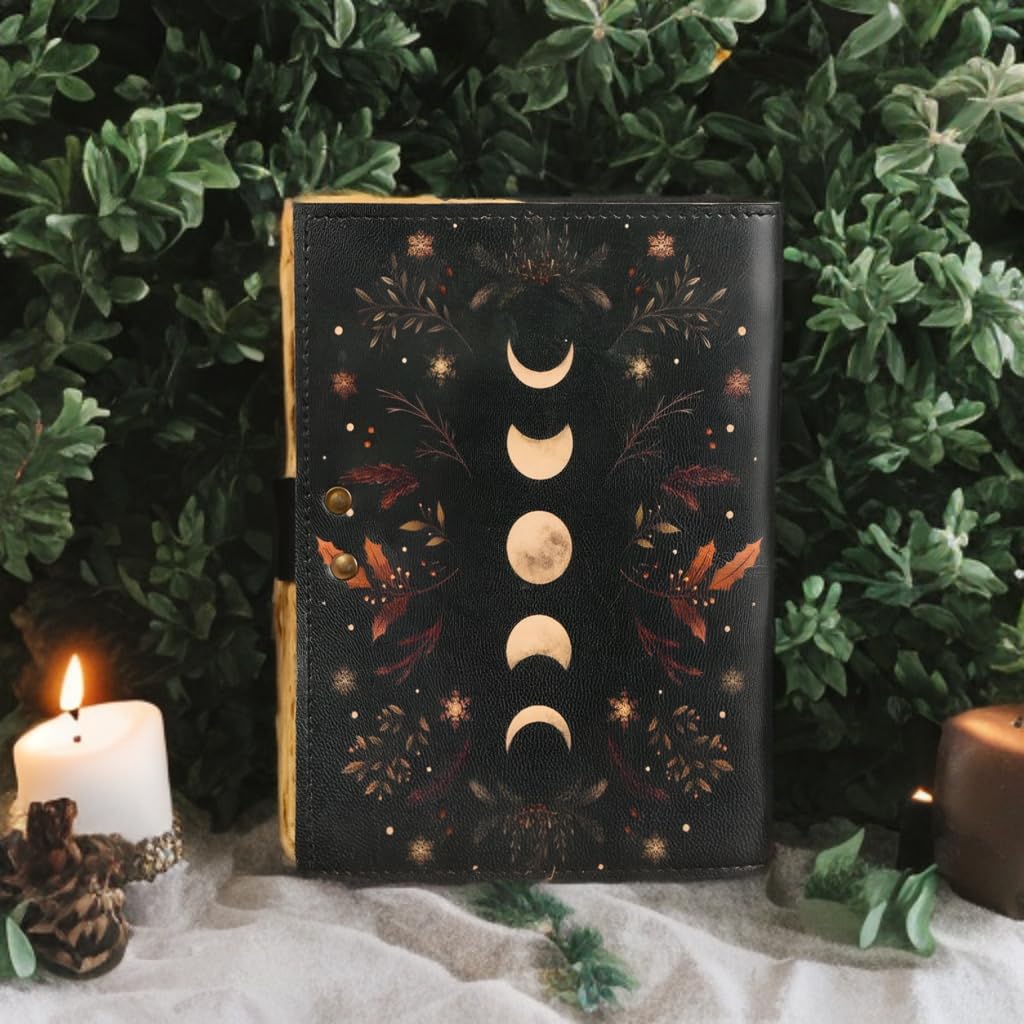 Grimoire Diary Blank Spell Book of Shadows The Lovers Journal, notatnik Tarot Spiral Gothic Journal Skull lover Antique Deckle Edge Papier Vintage skórzane czasopisma prezenty dla niego