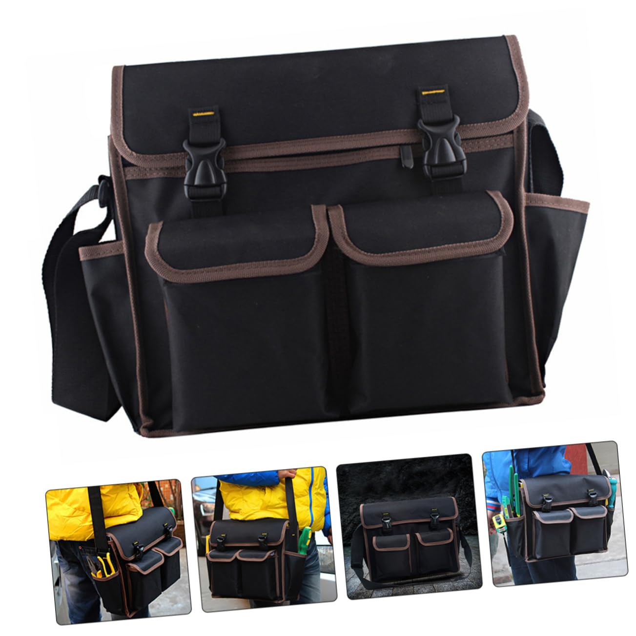 Bolsa de Herramientas de Electricista Grande Negra de Lona