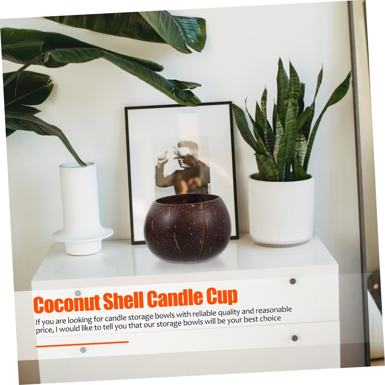 Amosfun 2pcs Coconut Cup Ornaments Natural Candle Jars Candle Holders for Scented DIY