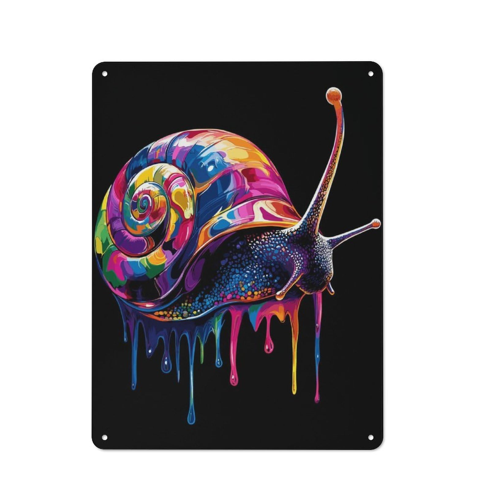Junmoney Rainbow Snail Drip Art Tin Wall Plaque 40X30cm With For Garage Wall, For Collectors Of Retro Metal Wall Decor