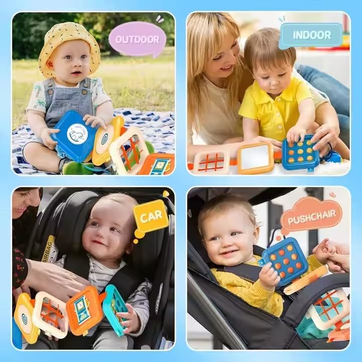Image of Bliss HUES6-in-1 Foldable Baby Sensory Busy Cube - Detachable Montessori Activity Block- Fine Motor Skills Travel Learning Toy for Toddlers Infants (Foldable)