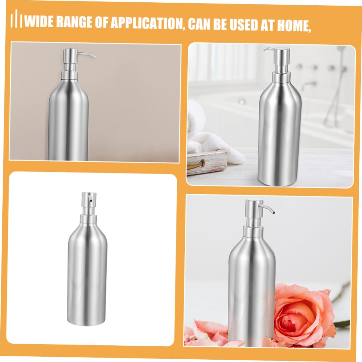 PRETYZOOM 2pcs Stainless Steel Soap Dispenser Pump Capacity Ergonomic Design for Hand Soap Shampoo Lotion Essential Oils for Use