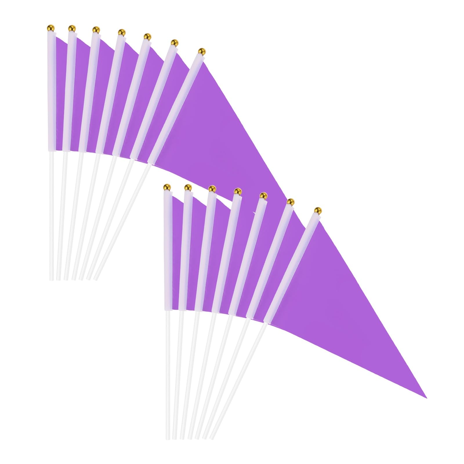 sourcing map 50Pcs Purple Pennant Stick Flag, 8.3 x 5.5 Inch Handheld Solid Color Flags on Plastic Stick for DIY Graffiti Birthday Carnival Festival Celebration Sports Grand Opening Party