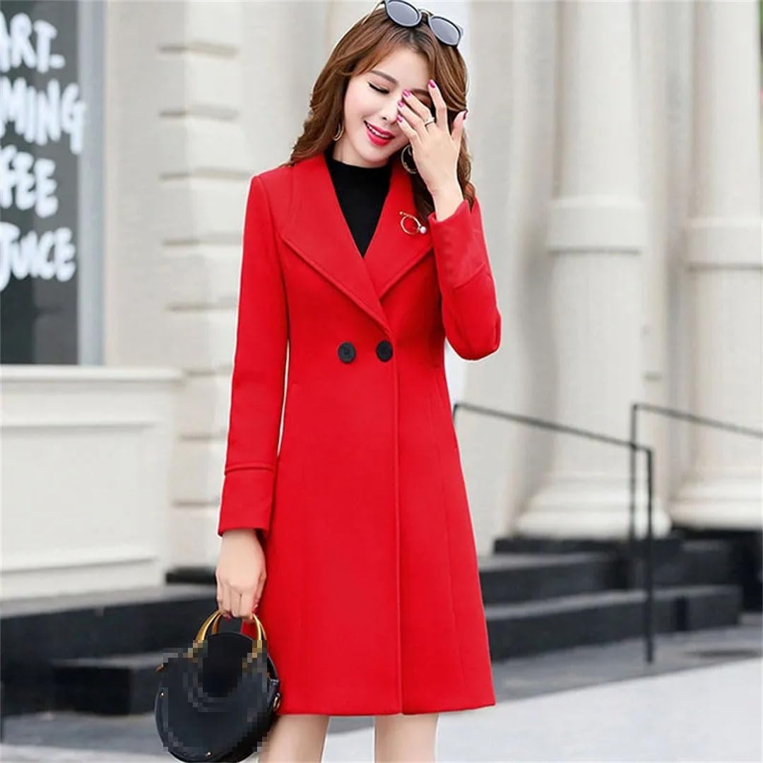 Primavera Autunno Donne Anti-Pilling Collo Del Vestito di Media Lunghezza Cappotto di Lana Femminile Slim Giacca Sciolta