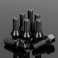 Vista 7 de Dynofit - Pernos de 14x1.5 compatibles con Audi, vástago de 27mm, 52mm de alto, pernos de rueda cónicos de asiento aftermarket para A1 A2 A3 A4 A8