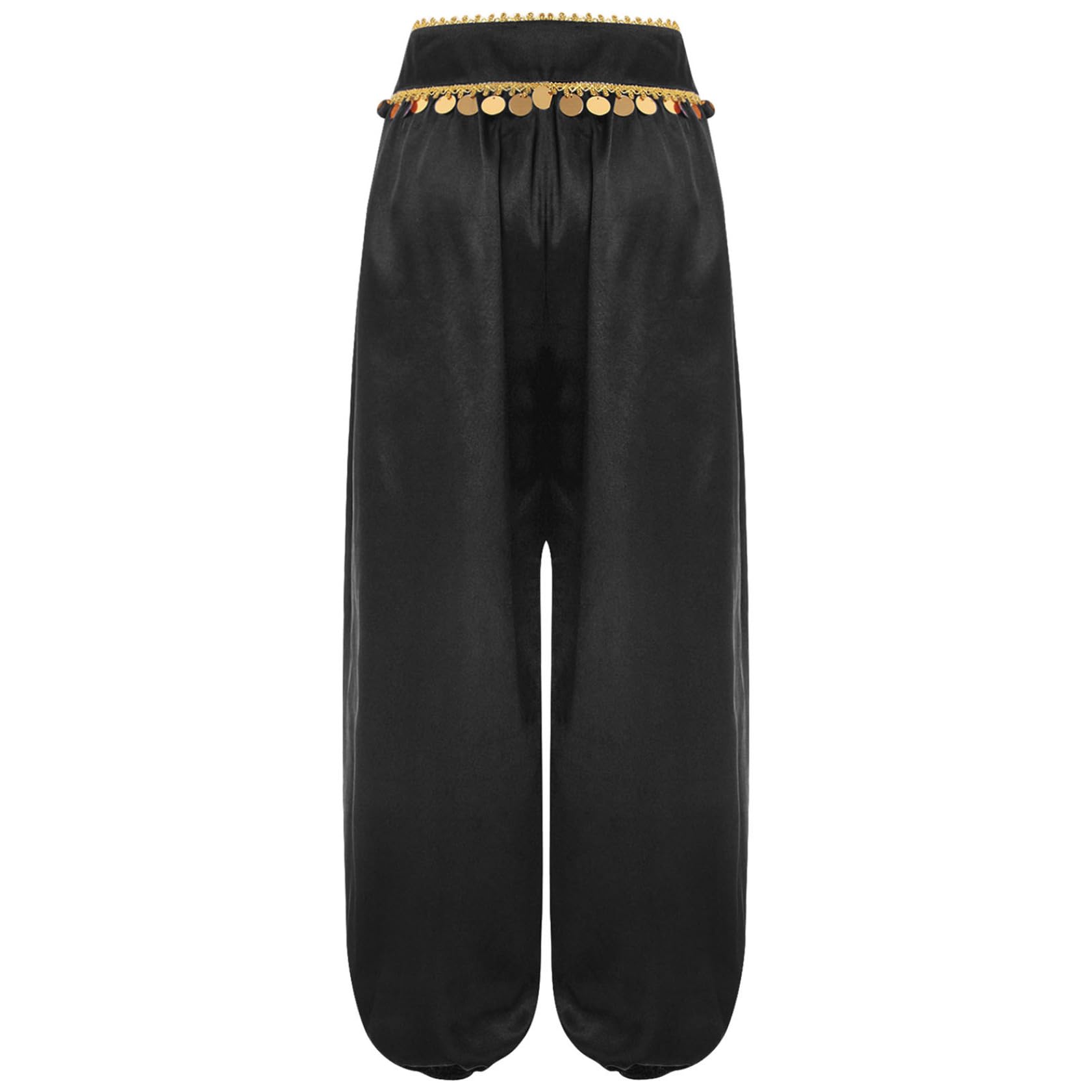 Sywiyi Pantalon de danse long pour femme - Pantalon bouffant avec paillettes - Taille basse - Costume de danse orientale indienne - Costume de fête à thème - Carnaval