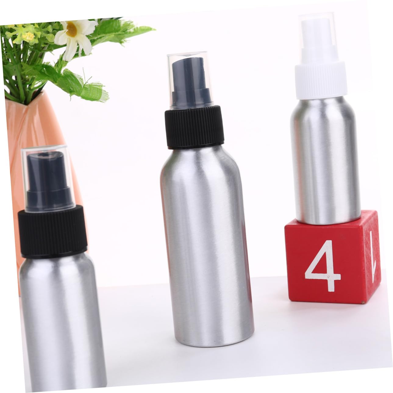 Bottiglia Spray Ricaricabile in Alluminio Nero 30/50/100ml, 3 Pezzi