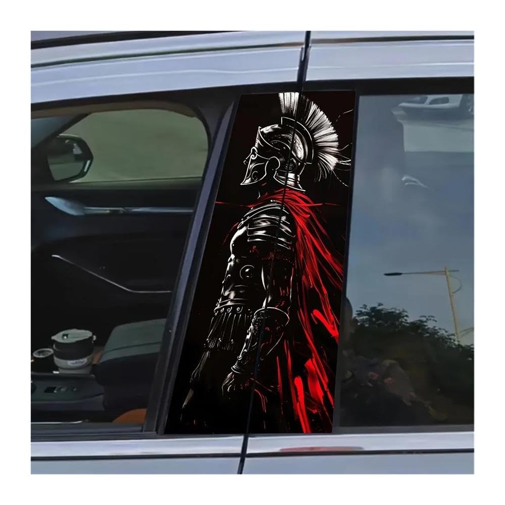 Decorative Items 2pcs Car B-Pillar Decals Spartan Warrior Cartoon Vinyl Auto Center Pillar Waterproof Sticker