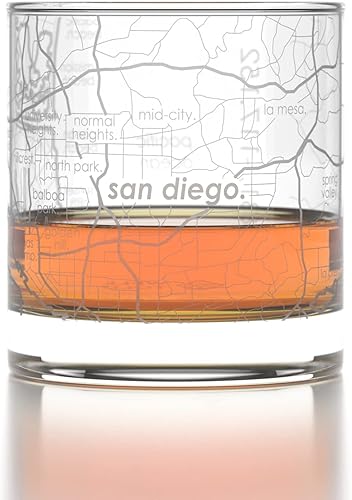 Vista 52 de Well Told Vaso grabado de Washington DC Map Rocks, vidrio de whisky antiguo (11 onzas, transparente), regalo para los amantes del whisky 147-Claro