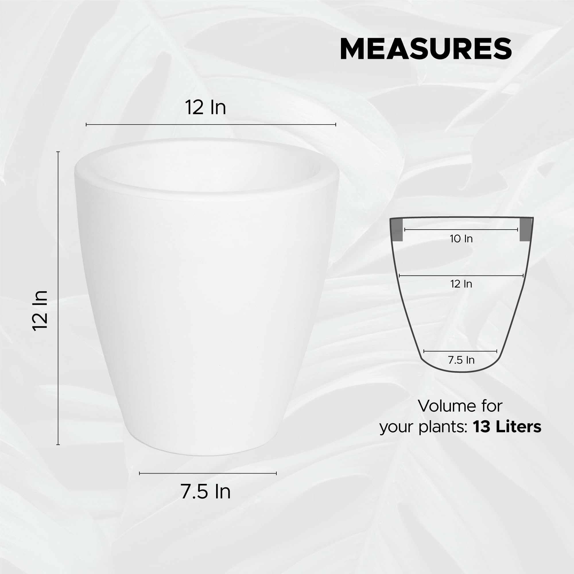 Elly Décor Vaso de jardim de 30,5 cm com drenagem, grande, redondo