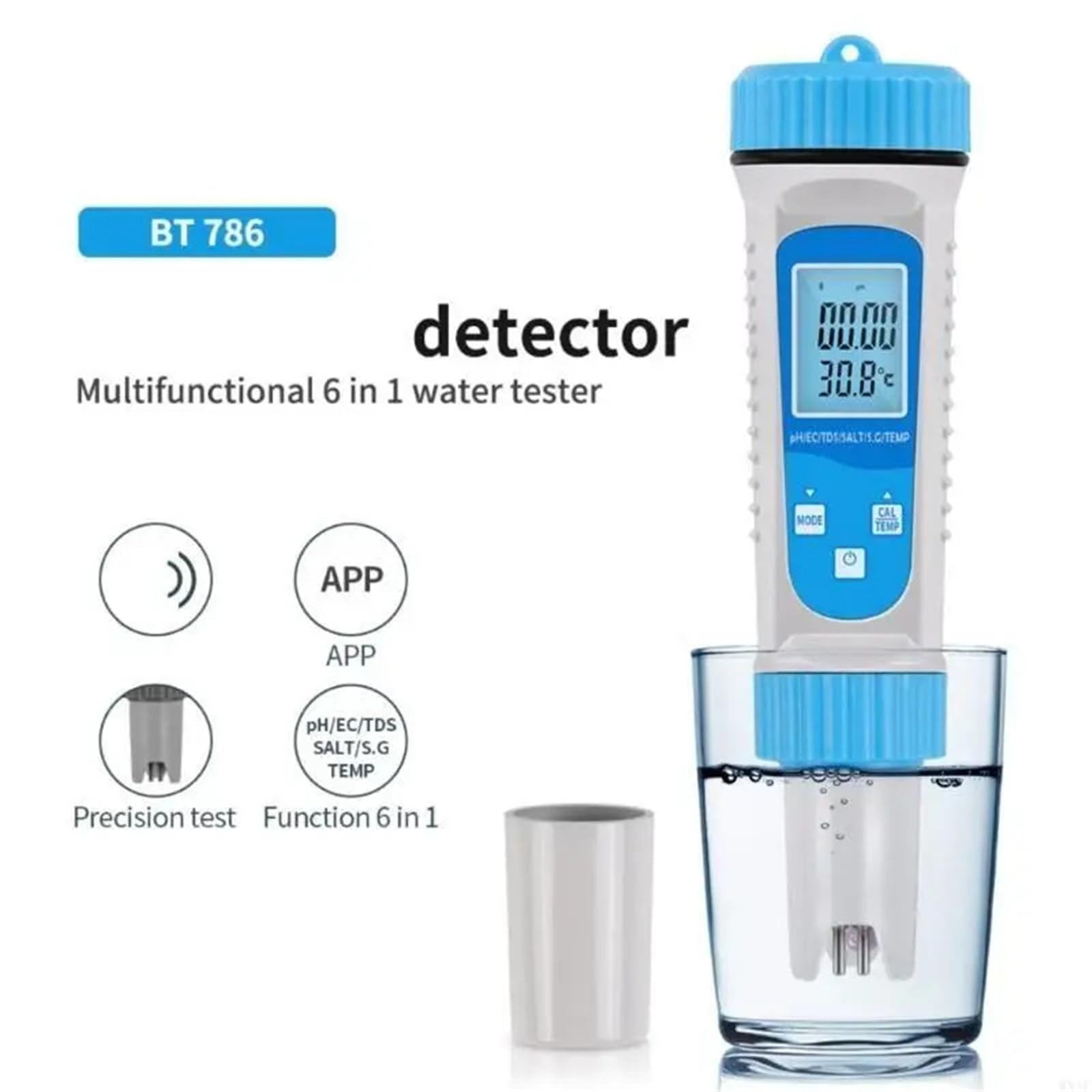 Dispositivo di misurazione della qualità Acqua Wireless 6 in 1 for la misurazione in
