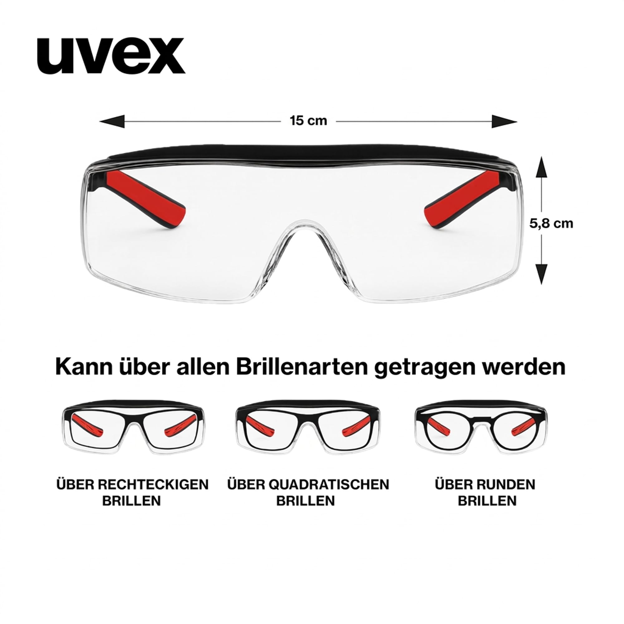 Uvex Super F OTG okulary ochronne dla osób noszących okulary, ochrona przed zaparowaniem, na zewnątrz bardzo odporne na zarysowania i chemikalia