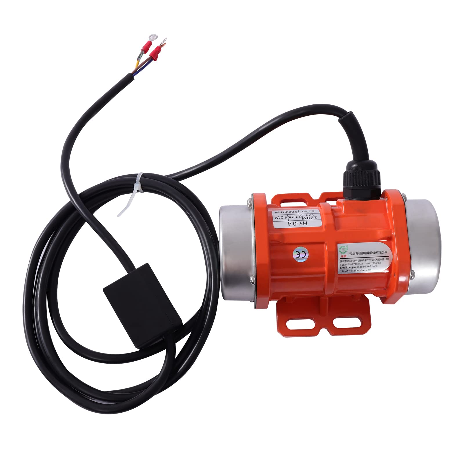 Motore vibrante da 40 W, 220 V, in lega di alluminio, con guarnizione impermeabile e guaina del cavo di alimentazione, 3000 rpm, arancione, 14,7 x 11 x 7,2 cm