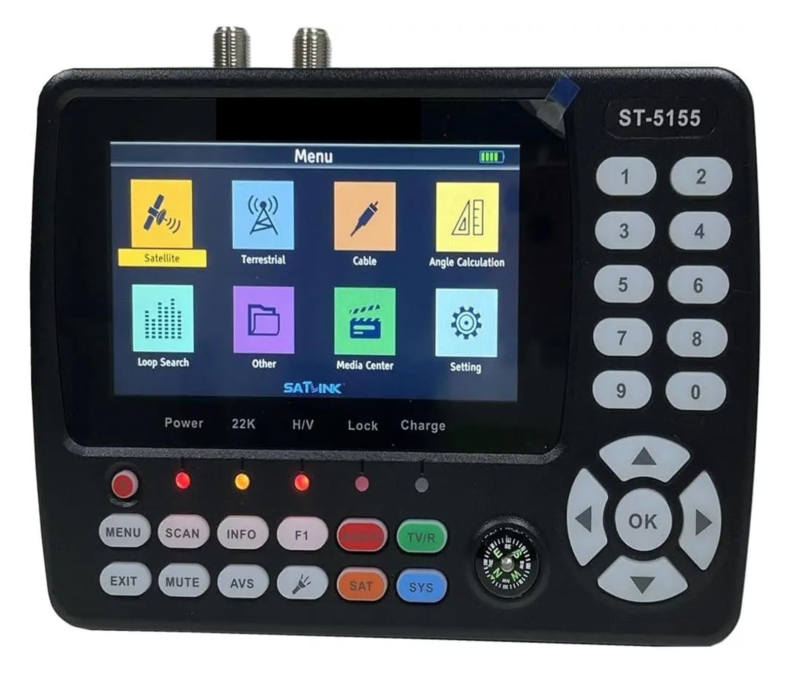 ST-5155 Buscador de señal satelital Digital DVB-S2 + DVB-C + DVB-T2 Detector de medidor de señal con Pantalla de 4,3 Pulgadas Borrar Pantalla(ST-5150)