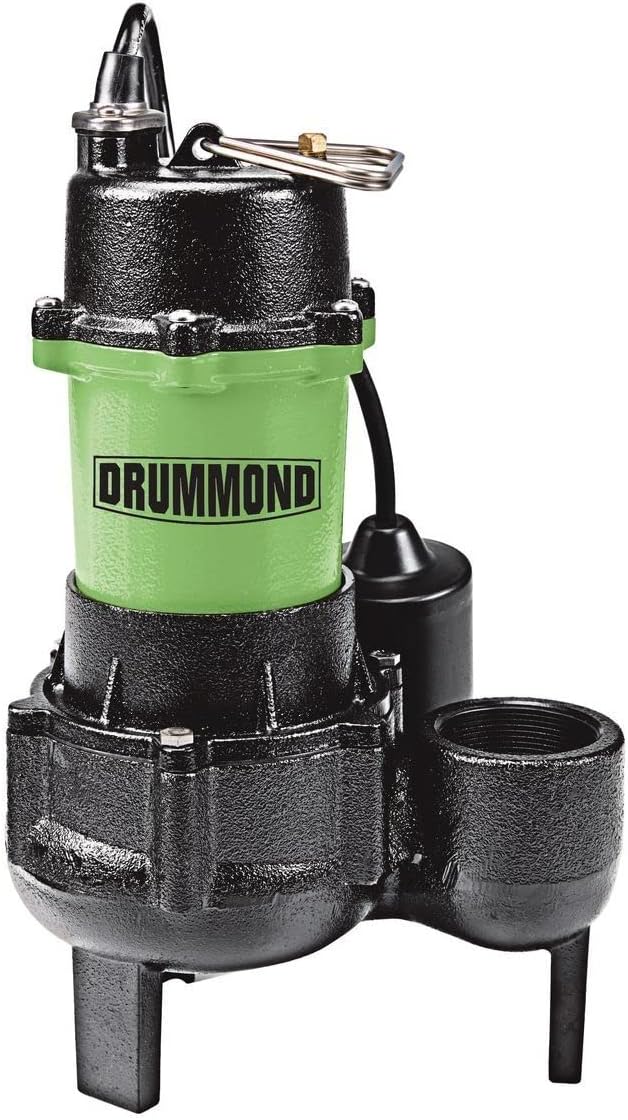 drummond 1/2 HP Submersible Sewage Pump with Tether Switch