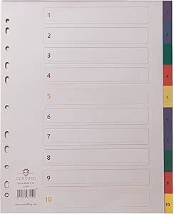 Concord Reinforced Board Index Dividers, Extra Wide, 1-12, Multicolour Tabs, A4, White - View #6