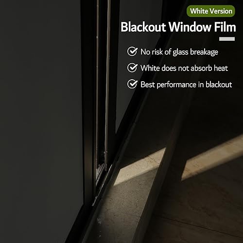Miniatura 5 de VELIMAX Película opaca blanca para ventana, cubierta de ventana 100% bloqueo de luz, vinilo opaco para ventanas, película de privacidad para