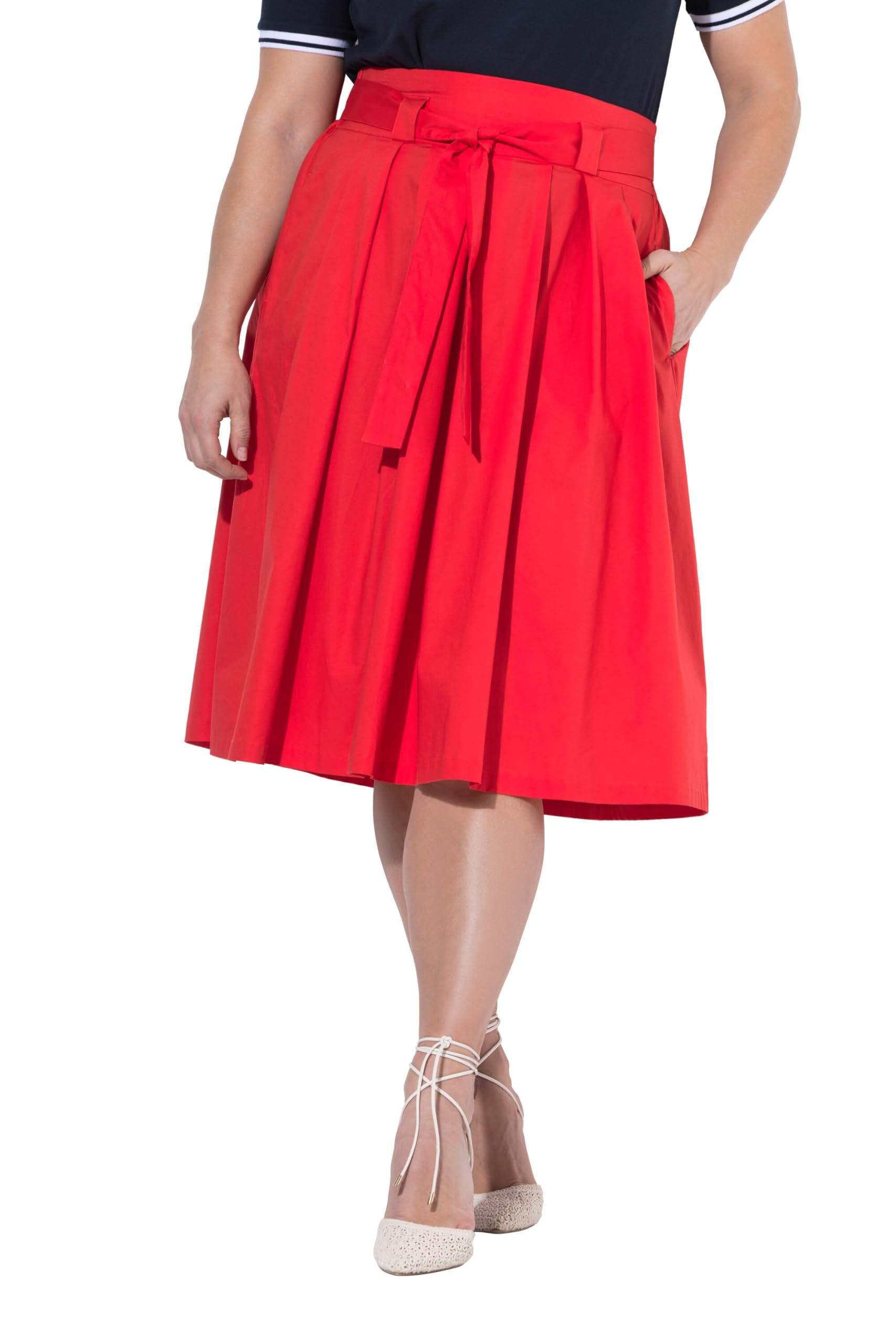 Ulla Popken Damen große Größen Übergrößen Plus Size Faltenrock, A-Linie, Komfortbund, Bindeband 823477