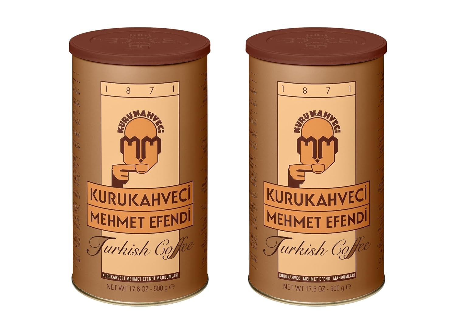 KURUKAHVECI MEHMET EFENDI Turkish Coffee, Arabica Beans, Roasted Ground,Rich Aroma, Fresh, Medium to Heavy-bodied, Original Taste Since 1871 (17.6 OZ / 500 Gr) Pack of 2