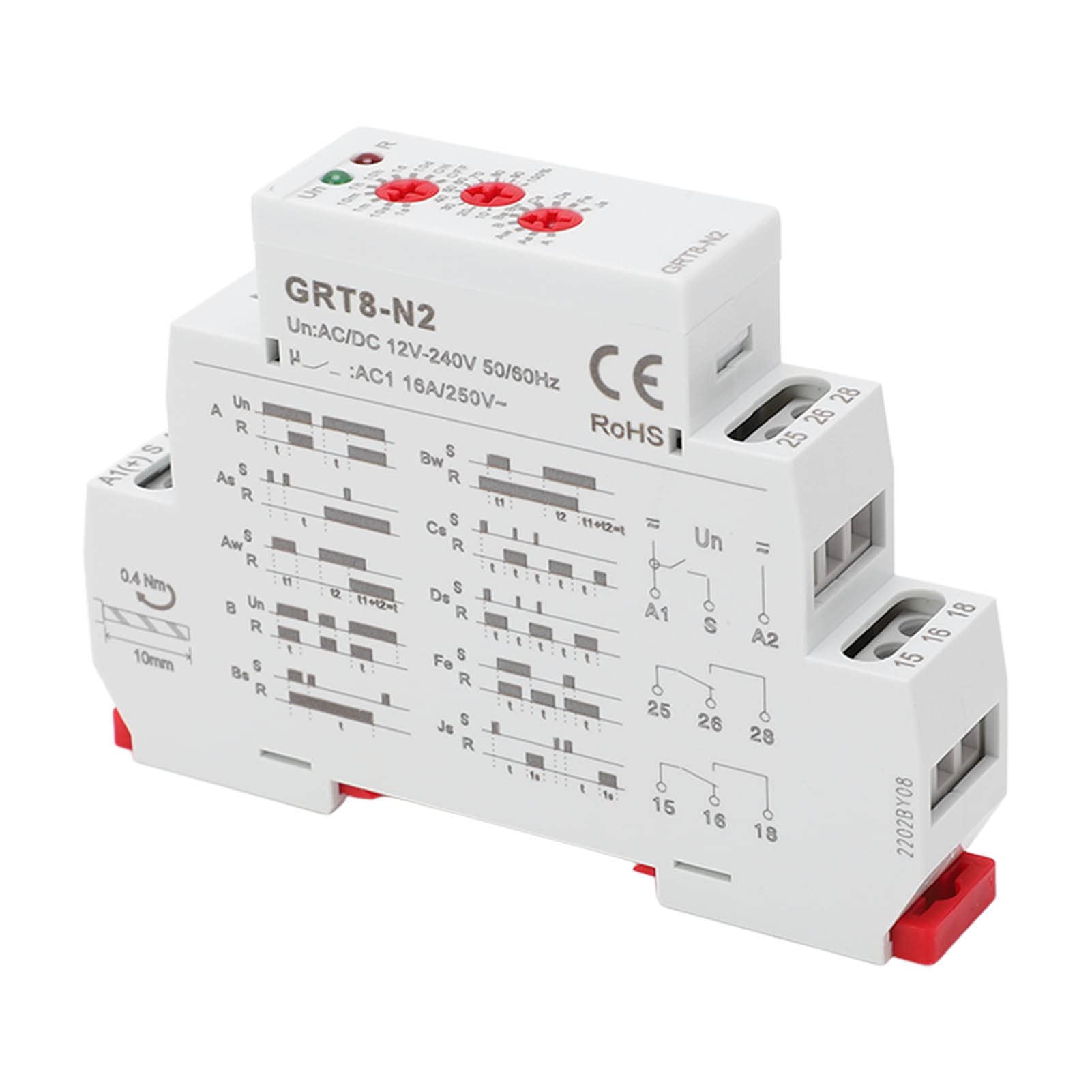 Relé de retardo de Tiempo Ajustable Multifuncional Temporizador Industrial de Montaje en riel DIN con Indicadores LED Carcasa de ABS Retardante de Llama para Sistemas de co