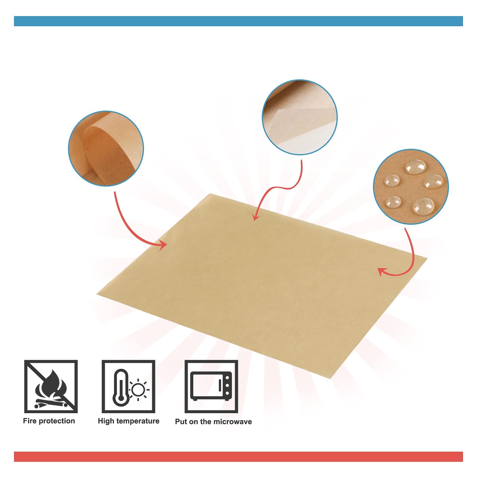 Backpapier Zuschnitte 100 Blatt – 33x23 Cm, Ungebleicht, Antihaft & Hitzebeständig Bis 220°C