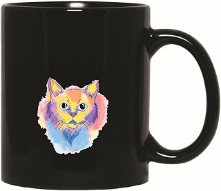Cat Gift for Pet Lovers An Illustration of a Cat in Style 11oz 15oz Black Coffee Mug