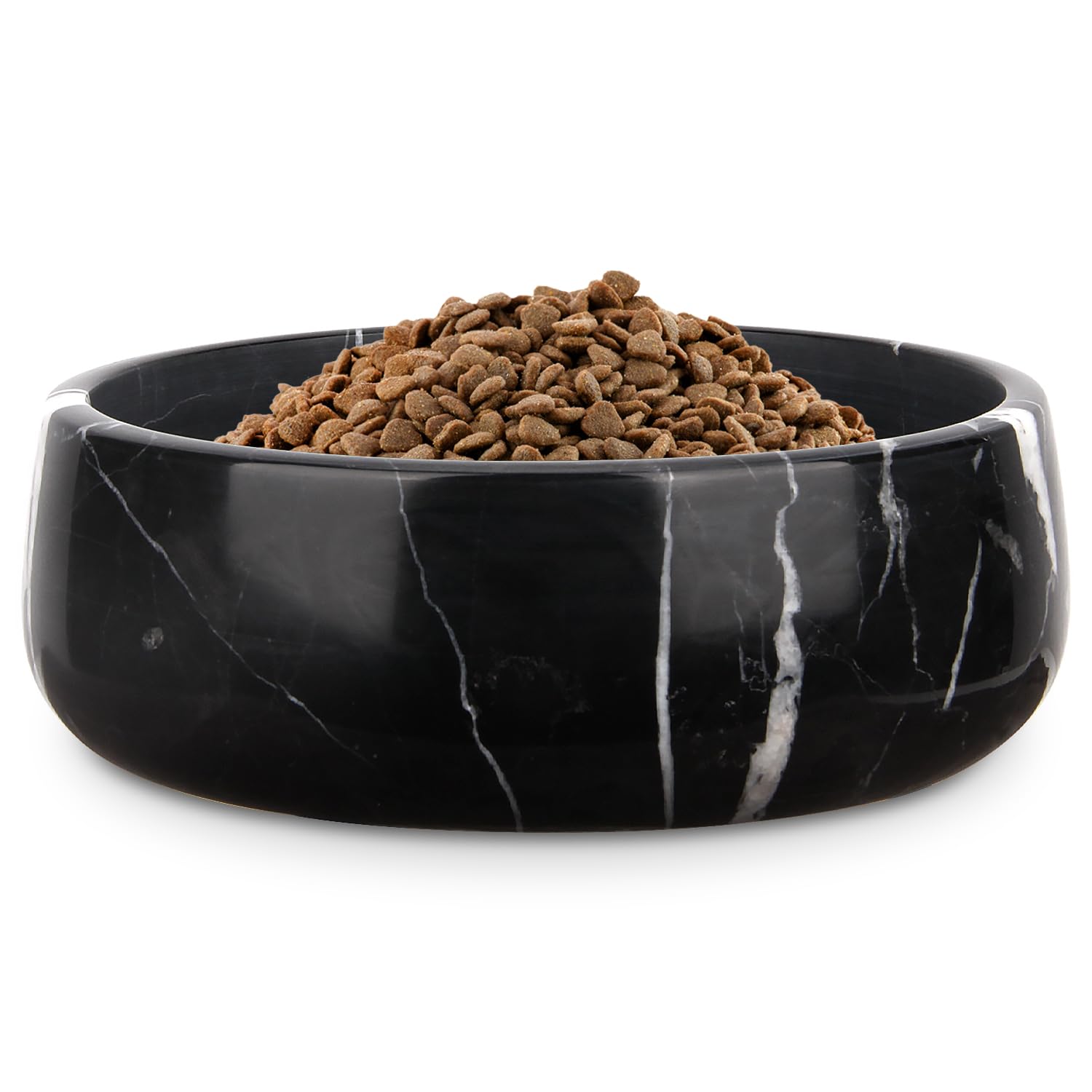 Hundenapf Marmor, Schwarze Marquina, für Kleine und Mittelgroße Hunde | Natürliche, Strapazierfähige Haustiernäpfe, Rutschfeste Katzenfutter und Wassernäpfe, Steingeschirr
