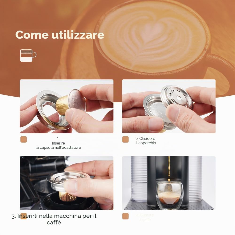 Vertuoline - Adattatore riutilizzabile per capsule di caffè NS Pod Vertuo Pop Next,Convertitore per capsule di caffè in acciaio inossidabile compatibile con Delonghi ENV135 VertuoLine GCA1 (80 ml)