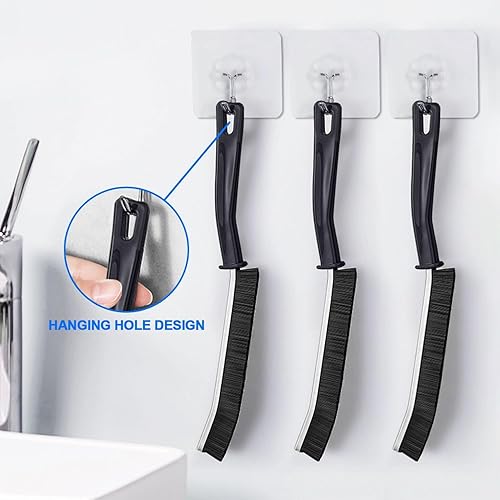 Miniatura 6 de Wqzlyg - Cepillo de limpieza de hendiduras de 3 piezas, kit de herramientas de cepillo de limpieza de huecos, cerdas duras para baño, ventana,