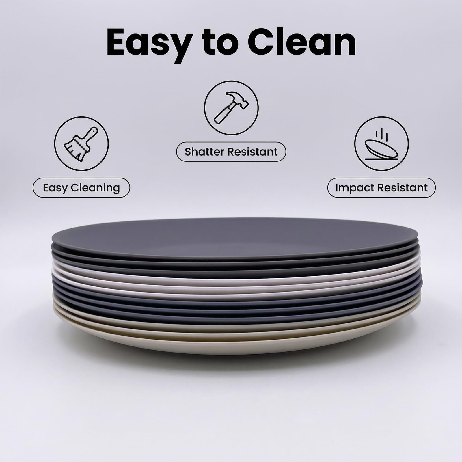 AOYITE Platos llanos de plástico reutilizables, irrompibles, juego de 12, sin BPA, aptos para microondas y lavavajillas, platos de fiesta para cualquier ocasión, barbacoa, viajes, eventos, VP011-12G