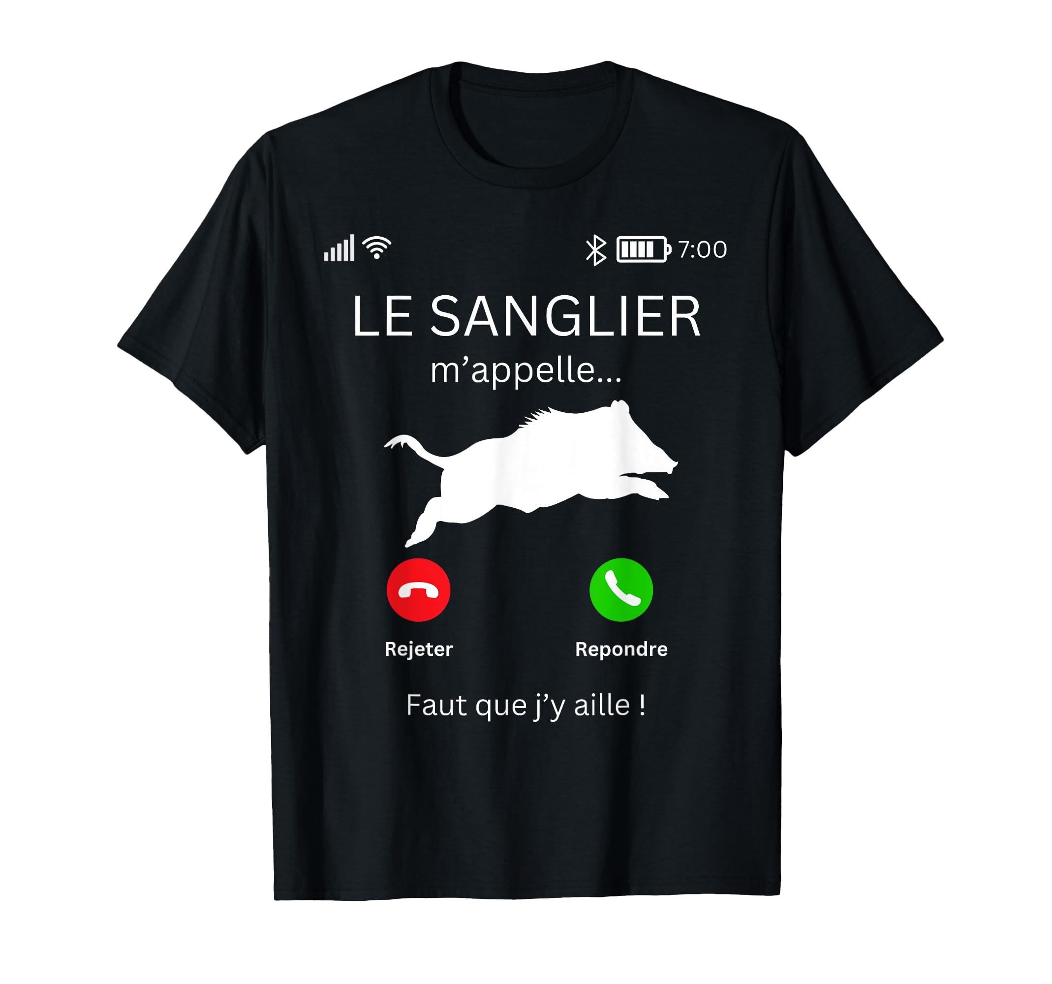 T-shirt Humour Chasse - 'Le Sanglier M'appelle, Faut Que J'y Aille' - Cadeau Pour Chasseur, Papa, Fan De Nature - 4