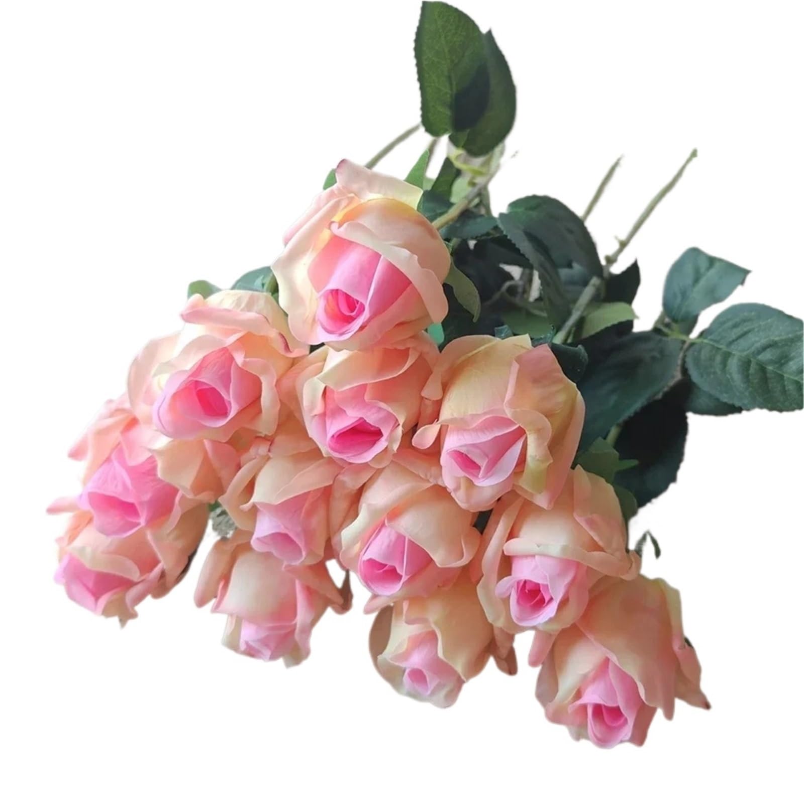 UBOHUZ 20 Pcs Real Touch Artificial Flowers White Roses Bud Wedding Bridal Bouquet Garden Decoration Fake Flower Simulation Rose Branch for Wedding Bridal Bouquet(Dark pink)