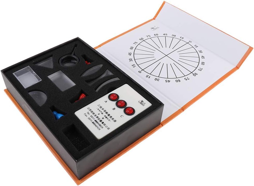 TenlacumOptical Concave Convex Lens Prism Set Physical Optical Kit Laboratory Equipment with Light Beam Generator, Battery Included