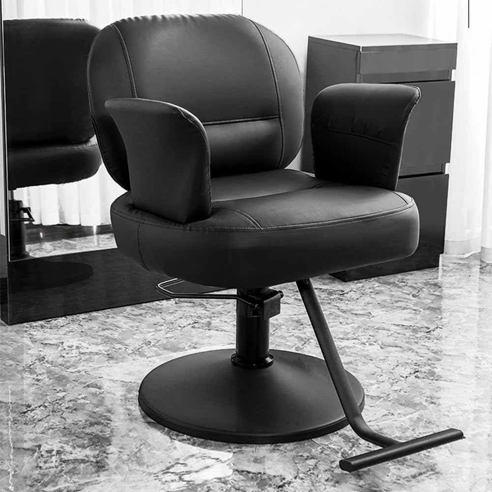 IBOWZ Silla de peluquería Silla de Peluquero con Bomba hidráulica, Silla de salón de Peluquero de Cuero PU con chasis de Pedal para barbería, Muebles de salón