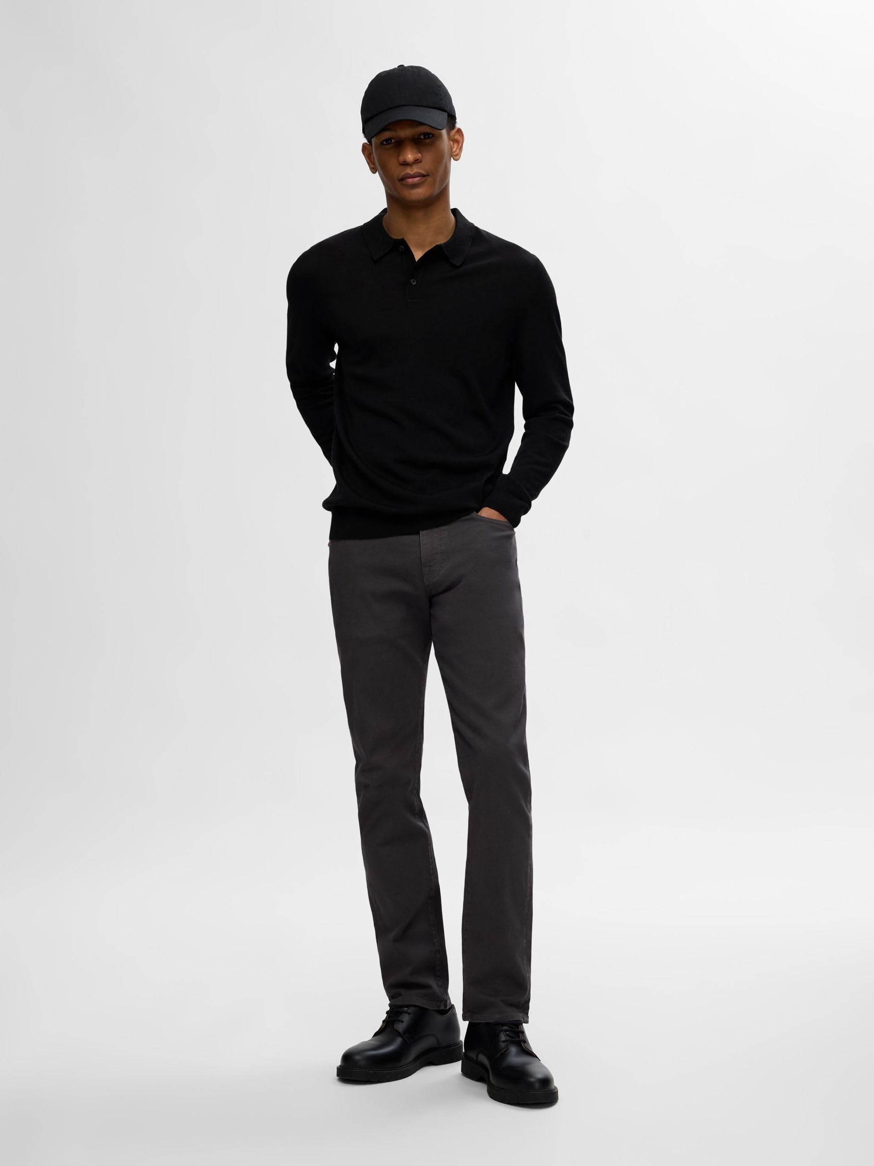 Selected Homme Slhtray LS Knit Merino Polo Noos Pullover Uomo