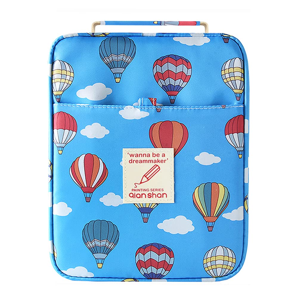 qianshan Pencil Case Holder Slot - Holds 202 Colored Pencils or 136 Gel Pens with Zipper Closure - Large Capacity Pen Organizer for Watercolor Pens or Markers - Perfect for Artist Blue Balloon
