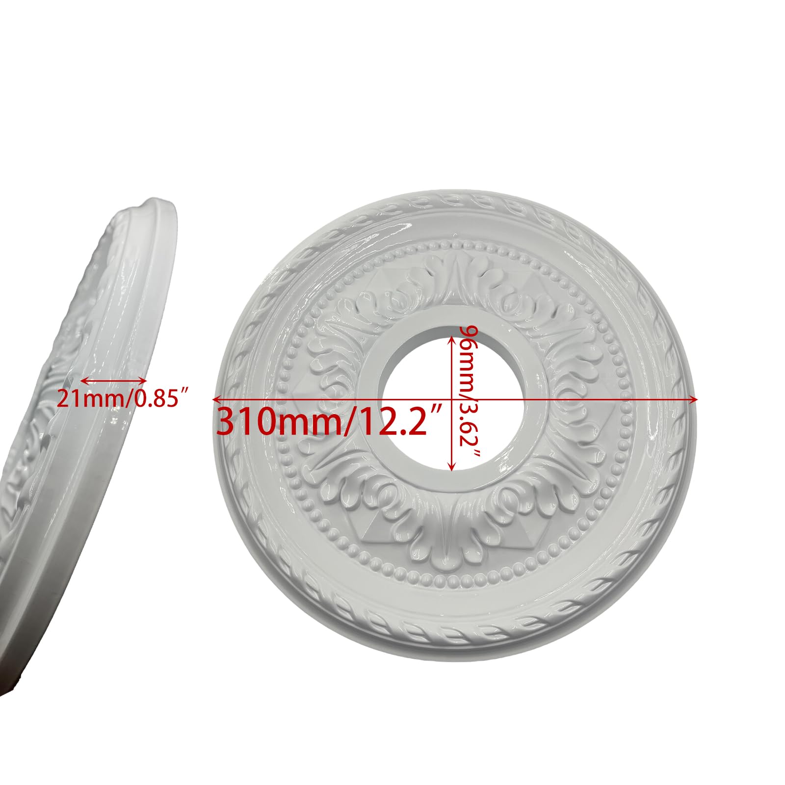 Ceiling Medallion for Light Fixtures Ceiling Fan Medallion Ceiling Light Cover Plate Home Lighting Ceiling Medallions 12" OD x 3.6" ID(White) — Amazon image 3