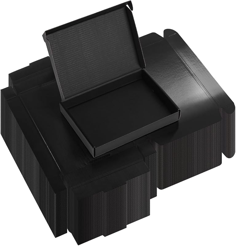 Rempry Cajas de envío negras de 7x5x1 pulgadas, paquete de 50, cajas de cartón corrugado para embalaje de pequeñas empresas, cajas de regalo pequeñas para regalos por correo