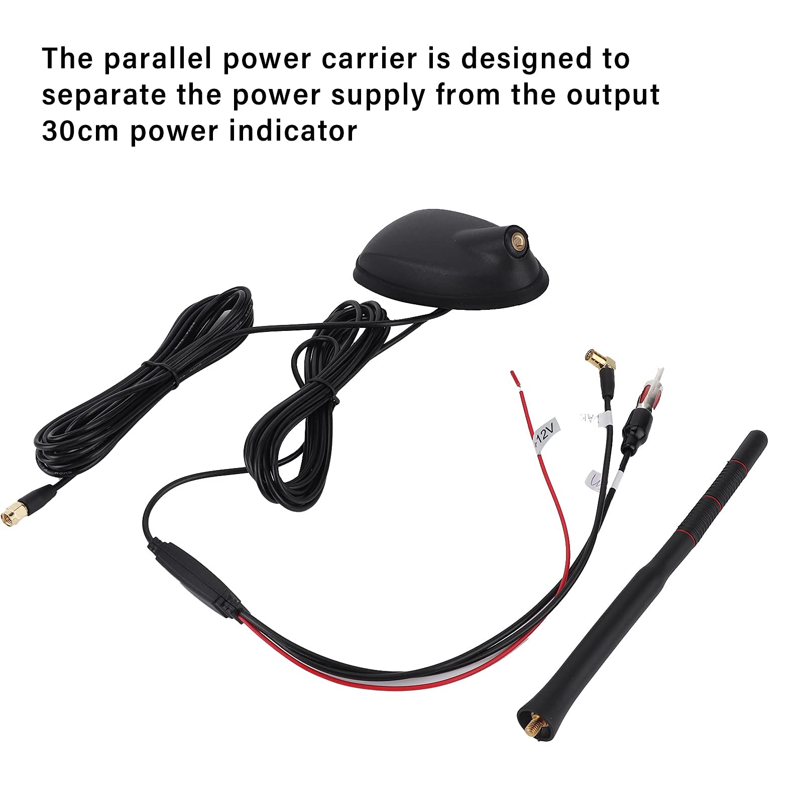 Antenne Dab de Voiture, Antenne Dab+GPS+FM Antenne de Voiture Radio Numérique Antenne de Toit Combinée FM/AM avec Amplificateur de Signal Adaptateur SMB DIN