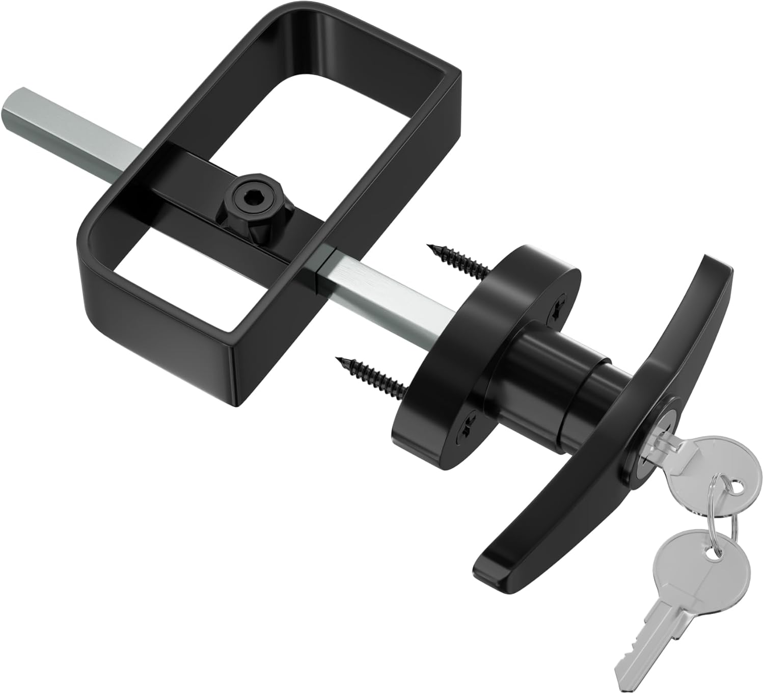 Shed Door Latch, Safe and Durable, Premium Shed Locks with 2 Keys, Widely Use, T-Handle Lock Kit for Storage Barn, Chicken Coops, Camper, Easy to Install, 5-1/2" Stem，Black