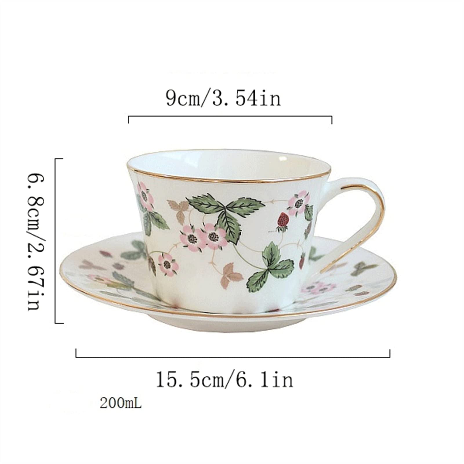 Filiżanka Do Kawy Wykwintna Porcelana Kostna Dzika Truskawka Filiżanka Do Kawy Herbata Popołudniowa Piękny Ceramiczny Kubek Filiżanka Do Kawy Talerz Filiżanka Do Herbaty